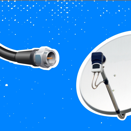 Koaxkabel mit Satellitenschüssel