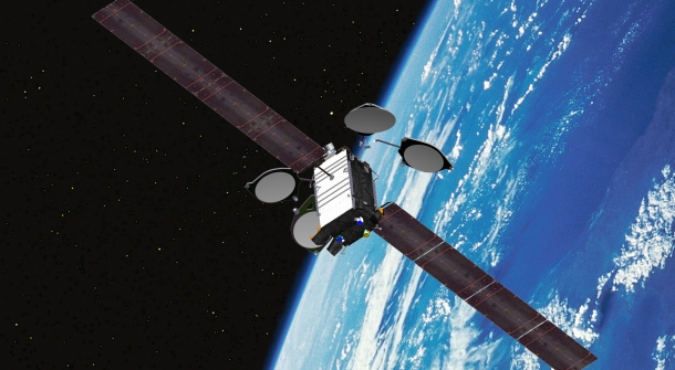 Ein Satellit im Weltraum.